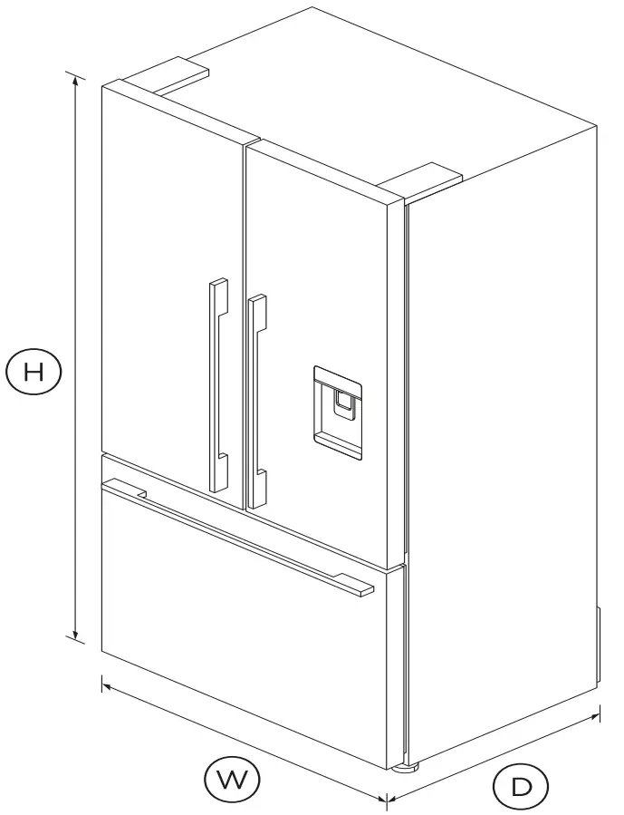 FISHER PAYKEL RF610ADUB5 90cm Freestanding French Door Refrigerator Freezer Dimensions