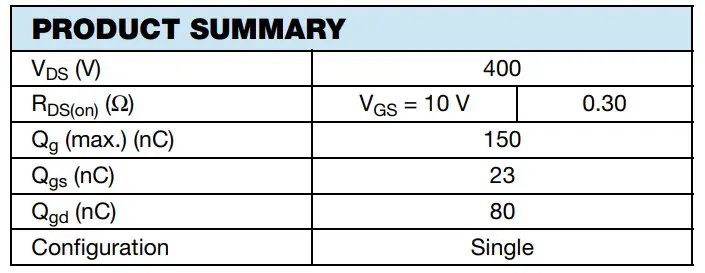 VISHAY IRFP350 Power MOSFET - tabil 1