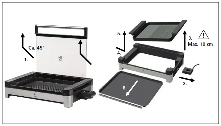 WMF 0415430011 Lono Table Grill Ribbed with Glass Lid - Fig. 2