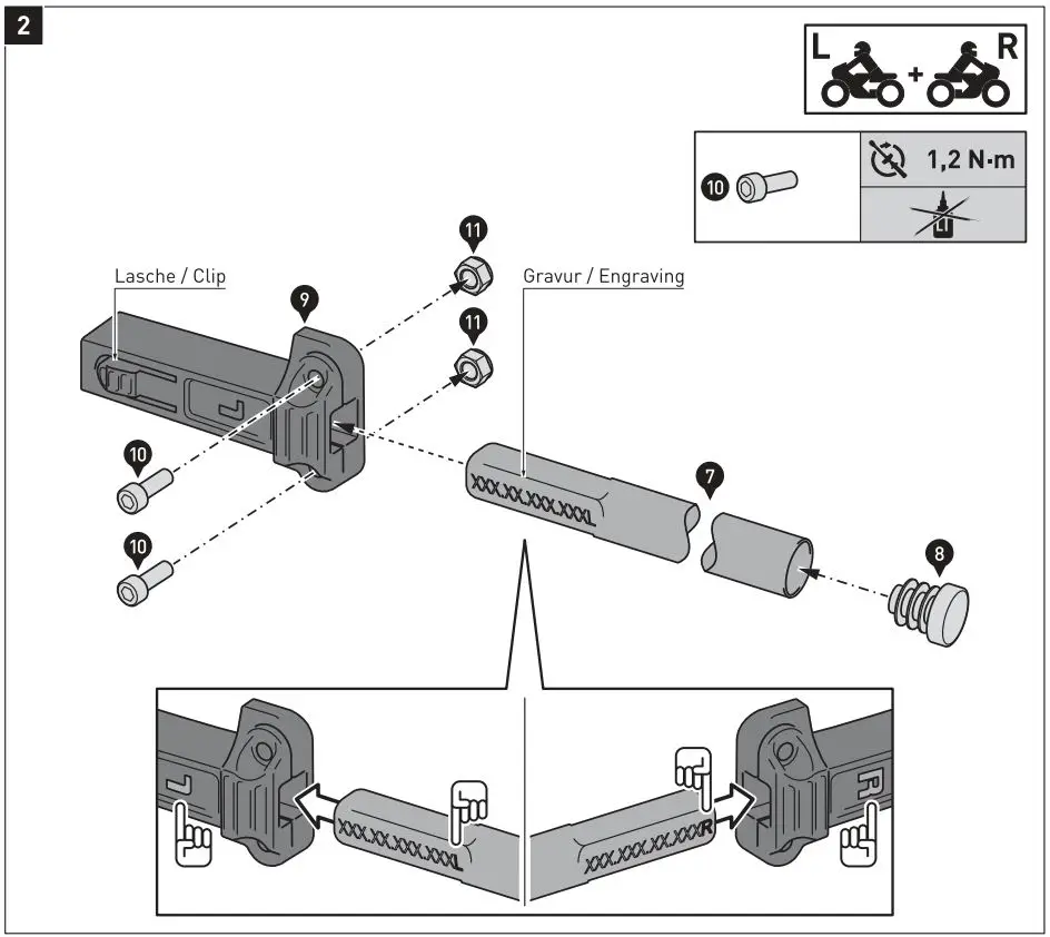 SW-MOTECH BC.HTA.01.740.31201 Saddlebag Set for Honda Instruction Manual - Mounting
