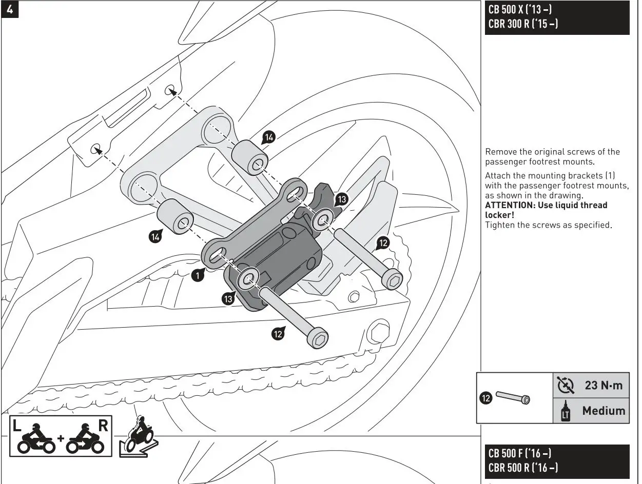SW-MOTECH BC.HTA.01.740.31201 Saddlebag Set for Honda Instruction Manual - Mounting