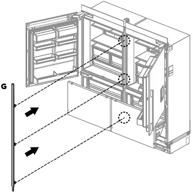 Attaching the centre trim between appliances