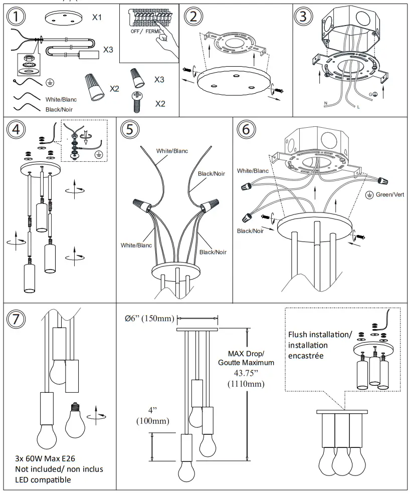 Dainolite ADS-63P Adams 3-Light Aged Brass Transitional Cylinder Mini Pendant Light