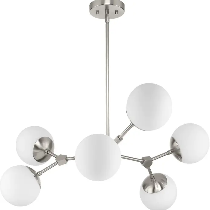 PROGRESS LIGHTING P400307-009 Haas 4-Light Brushed Nickel Mid-Century Chandelier