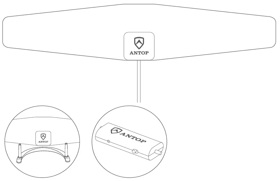 ANTOP AT-120B Indoor TV Antenna Paper Thin with Smart Pass
