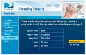 Recording Defaults