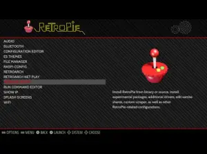 SKG Retrobox User - Retropie Configuration Screen