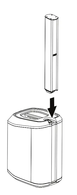 Insert the array extension into the subwoofer power stand.