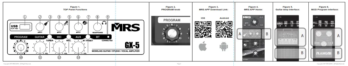 MRS GX 5 Digital Modeling Amplifier for Guitar Vocal - fig