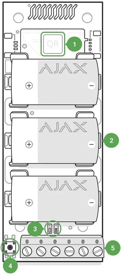 AJAX 10306 Transmitter Wired to Wireless Detector Converter - Functional Elements