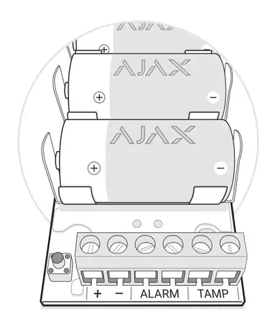 AJAX 10306 Transmitter Wired to Wireless Detector Converter - The function of the Transmitter’s terminals