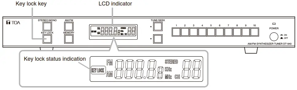 TOA DT 940 AM FM Tuner - RECEIVING FREQUENCY MEMORY SETTINGS