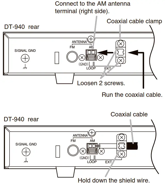TOA DT 940 AM FM Tuner - When using a coaxial cable 2