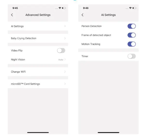 CHUANGO PT-300Q Indoor WiFi Pan Tilt Camera - Advanced Settings