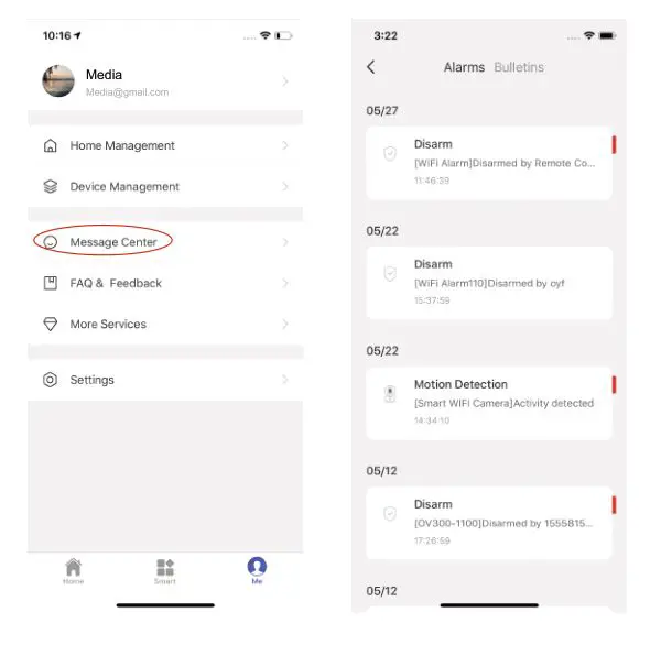 CHUANGO PT-300Q Indoor WiFi Pan Tilt Camera - Message Center