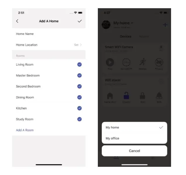 CHUANGO PT-300Q Indoor WiFi Pan Tilt Camera - You can create different homes and classify devices
