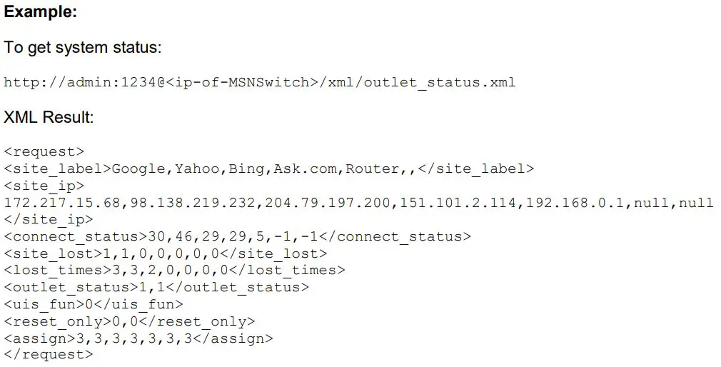 proxicast Controlling the MSNSwitch User Guide - To get system status