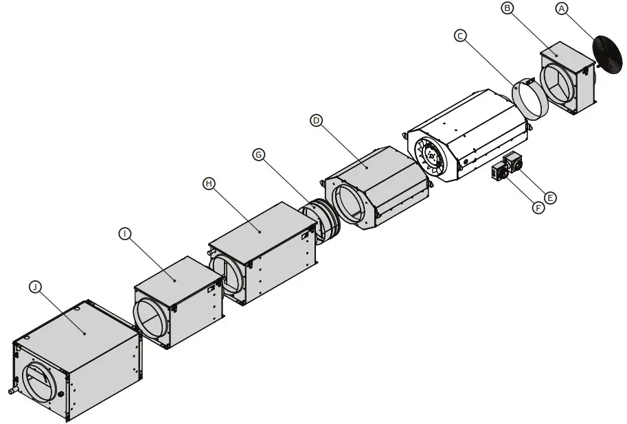 ruck VENTILATOREN EC 70W Insulated Etamaster Tube Fan - Assembly with accessories