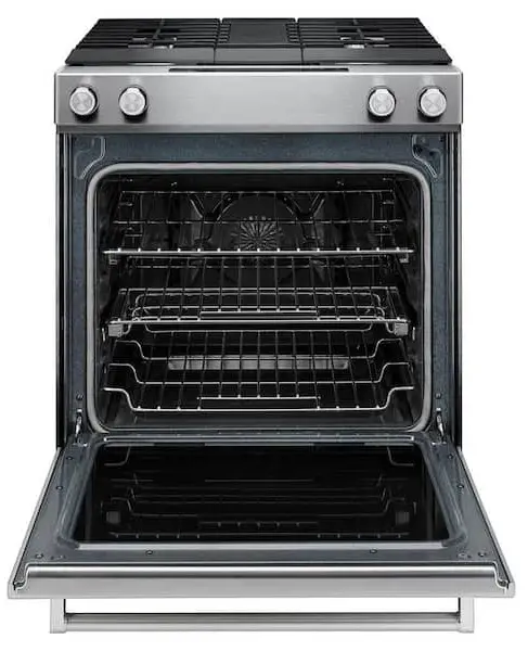 KitchenAid KSDG950ESS 30 Inch 4 Burner Dual Fuel Downdraft Slide-In Range-fig1
