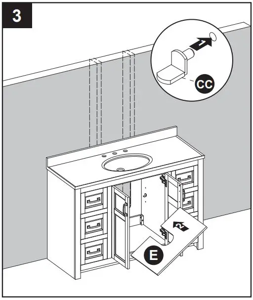 Style SELECTIONS 1678VA-49-311-934 48.875-In Vanity with Top Instruction Manual - From the front of the assembly