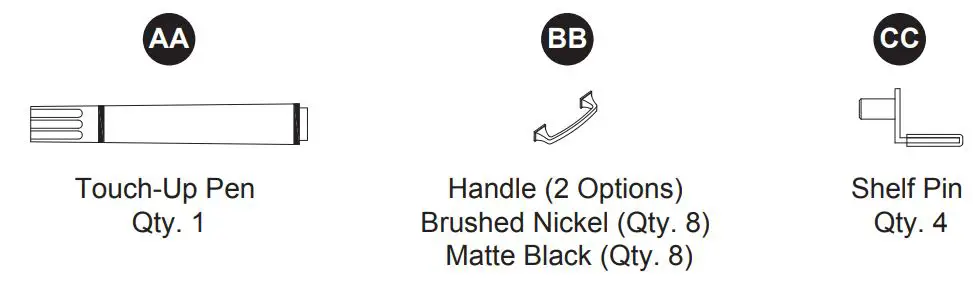Style SELECTIONS 1678VA-49-311-934 48.875-In Vanity with Top Instruction Manual - HARDWARE CONTENTS