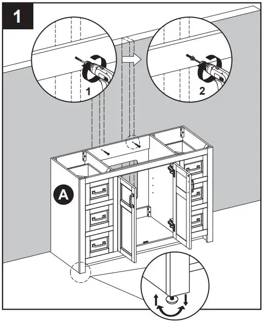 Style SELECTIONS 1678VA-49-311-934 48.875-In Vanity with Top Instruction Manual - With two people, carefully place vanity
