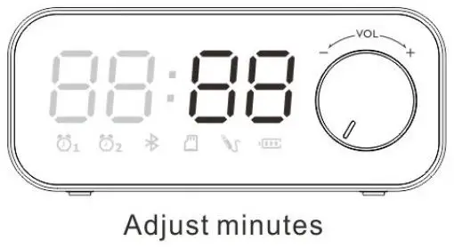 FAST TECH 9735647 Alarm Clock Smart Bluetooth Speaker Instruction Manual - Adjust minutes