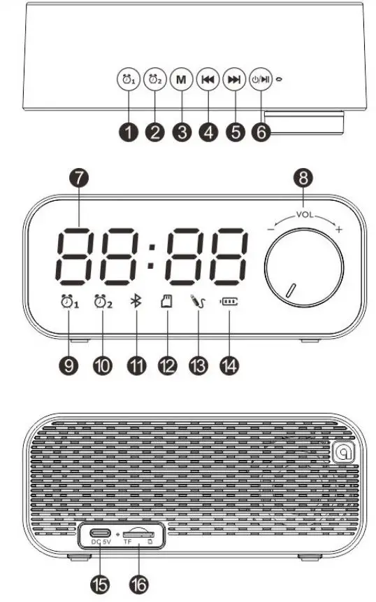 FAST TECH 9735647 Alarm Clock Smart Bluetooth Speaker Instruction Manual - Product Overview