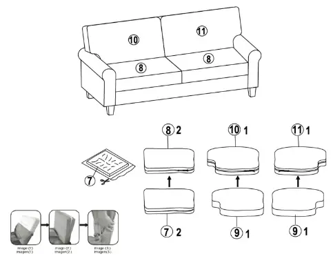Serta 73 Square Roll Arm Sofa -5