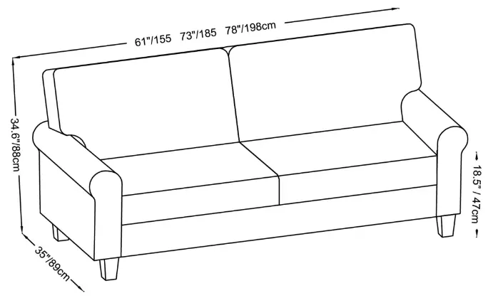 Serta 73 Square Roll Arm Sofa -6