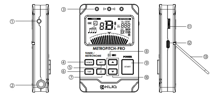 KLIQ METROPITCH-PRO Rechargeable Digital Tuner and Metronome - 1