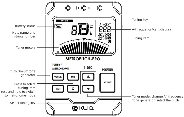 KLIQ METROPITCH-PRO Rechargeable Digital Tuner and Metronome - 3