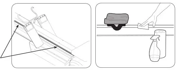 Dynamic Indoor Rower Concept 2 - Wipe seat and rail assembly clean with a cloth