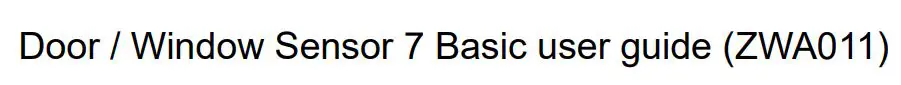 Aeotec Door Window Sensor 7 Basic ZWA011 User Guide