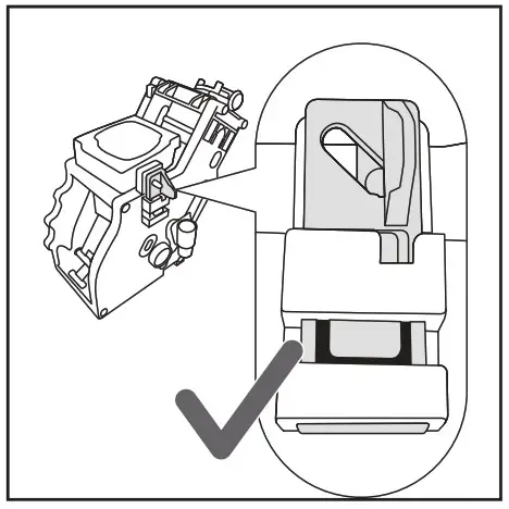 Make sure that the yellow locking hook