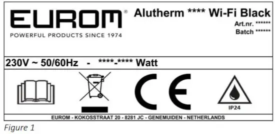 EUROM 1500 Alutherm Wi Fi Black - Identification
