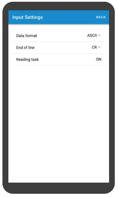 IoTize TapNPass Nomad NFC BLE Adapter for Modbus - Input Settings