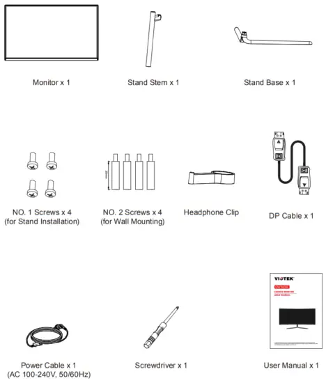 VIOTEK GNV34DBE2 Gaming Monitor - Box Contents