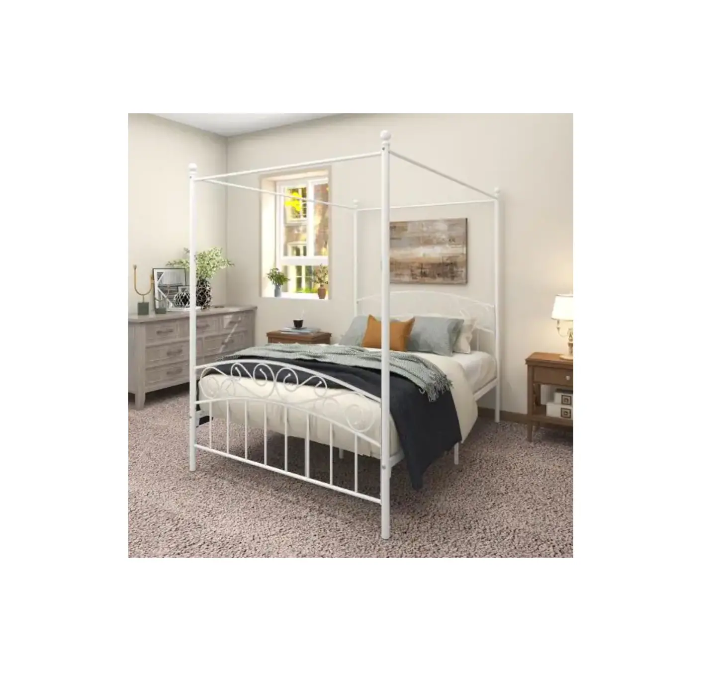 Home Depot S-715f-wh White Full Metal Canopy Bed Frame Installation Guide Home Depot S-715f-wh White Full Metal Canopy Bed Frame Installation Guide