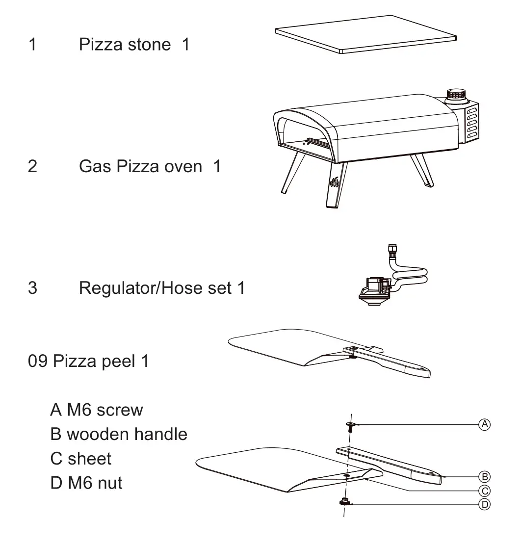 tepro 3317UK Burnsville Gas Pizza Oven - Scope of delivery