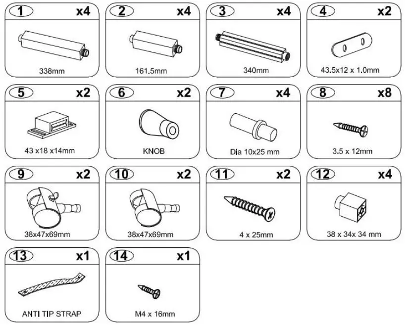 Giantex 19556614 3-Tier Rolling Kitchen Microwave Oven Stand User Manual - Screw