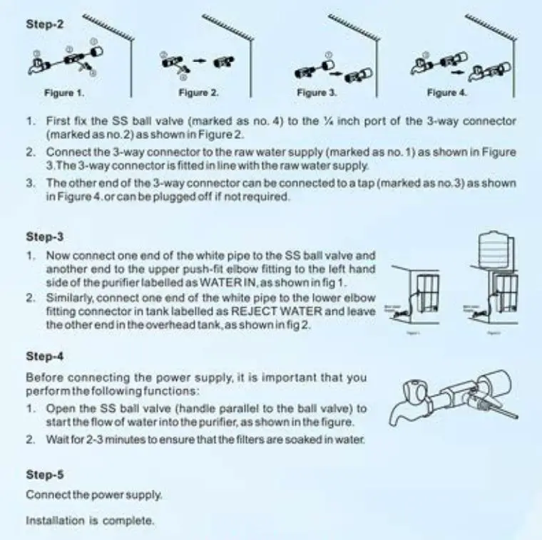 RO+UF+TDS Control Kent Supreme Lite User Guide - Installation Instructions
