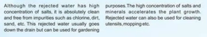 RO+UF+TDS Control Kent Supreme Lite User Guide - Recommended Usage of Rejected Water