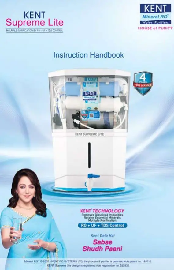 RO+UF+TDS Control Kent Supreme Lite User Guide