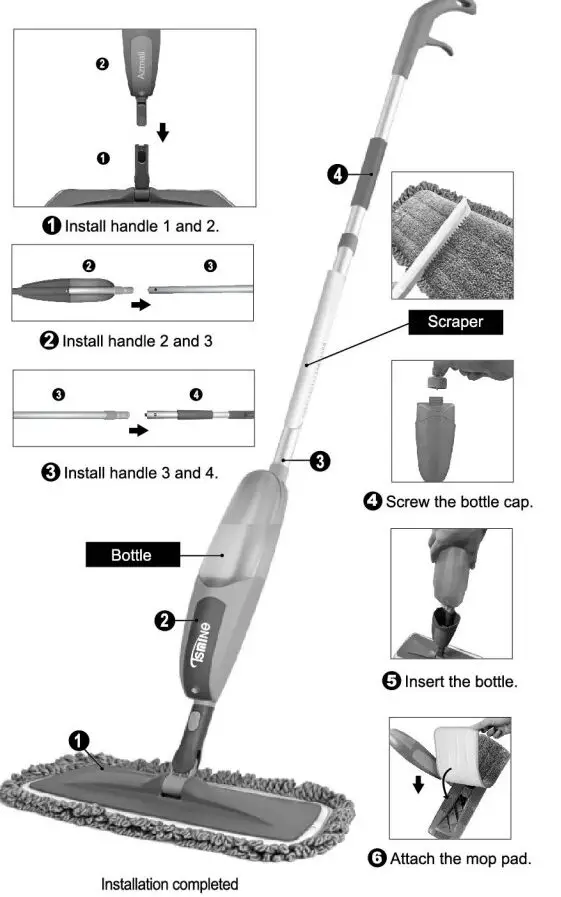 Tsmine 10 Piece Set Spray Mop Microfiber Floor - Figure 1