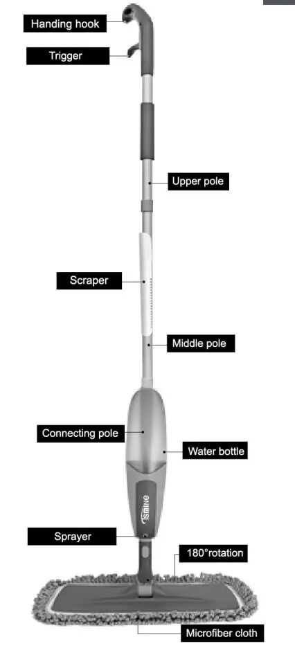 Tsmine 10 Piece Set Spray Mop Microfiber Floor