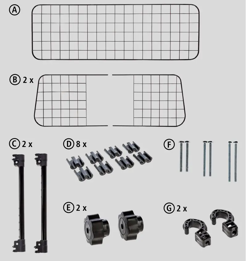 KERBL 80581 145x30cm Car Safety Gate - Parts List