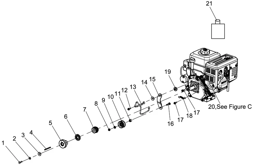 YARDWORKS 060-4012-4 Snowblower - eNGINe DeTAIl DIAGRAM