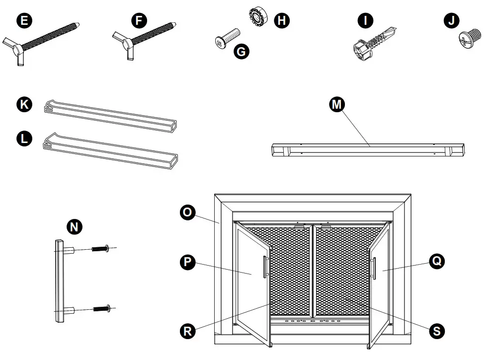 UniFlame UFPDL1307BLK Glass Fireplace Doors - 1