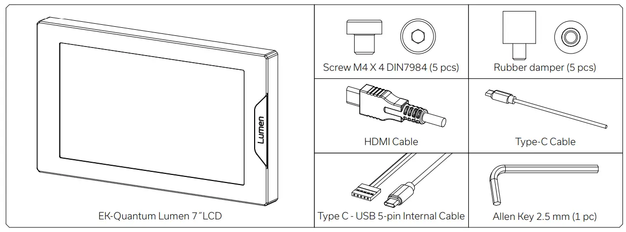 ekwb 3831109891490 EK-Quantum Lumen 7 Inch LCD Display - Fig 1